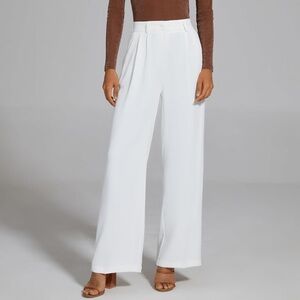 Women’s White Elastic Waist Pants